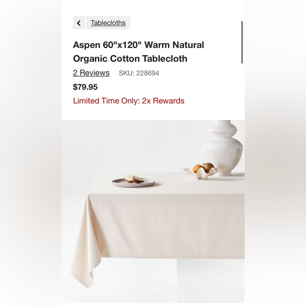 Crate&Barrel organic cotton tablecloth
